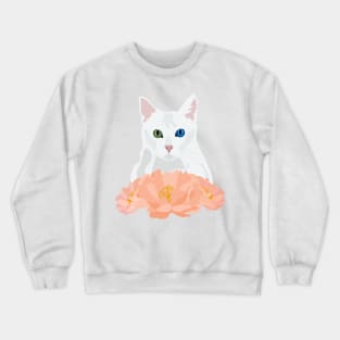 Floral White Cat Princess Crewneck Sweatshirt